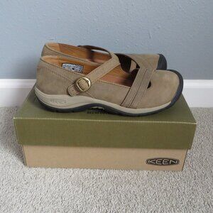 NWB KEEN Presidio Ii Mary Jane Shoes Womens 7.5 Cross Strap Flats Brown Leather